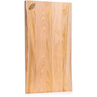 Axtschlag XXL Anricht- & Schneidebrett, mit Baumkante, edles Kirschholz, 700x400x25 mm, extra großes Küchenbrett, massives Holz, pflegeleicht, beidseitig verwendbar