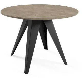 Feldmann-Wohnen Esstisch Gerda Chicago Concrete Dunkelgrau / Schwarz 90/128 / 90 / 76cm , Holz , Rund,Rund , Stativgestell , 90x76x90 cm , Esszimmer, Esstische