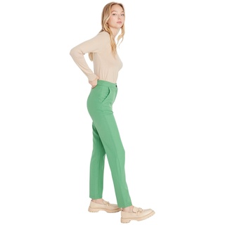 TRENDYOL Damen Trendyol Herren Hoher Bund Straight Hose Pants, Grün, 38 EU