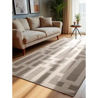 ELLE DECORATION Onyx Designer-Teppich 120 x 170 cm Creme Grau