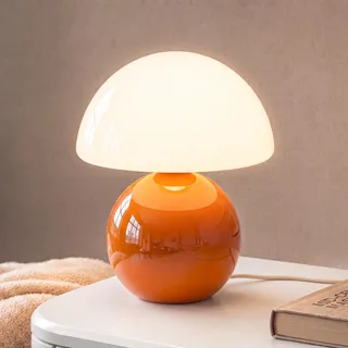Dawnwake Pilz Nachttischlampe Tischlampe, Led Dimmbar Tischleuchte Deko Wohnzimmer, Schlafzimmer Tischlampen, Mushroom Bedside Table Lamp, Keramikbasis Glas Klein Nachtlampe (Orange)