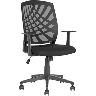 BELIANI Bürostuhl Schwarz aus Stoff Höhenverstellbar Drehbar auf Rollen Bequemer Drehstuhl Modernes Design für Büro Home Office - Schwarz