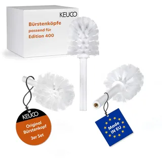 Original KEUCO Ersatzbürstenkopf weiß, 3 Stück, für Edition 400 WC-Bürstengarnitur, Ø 6,7 cm, Ersatz-Klobürstenkopf