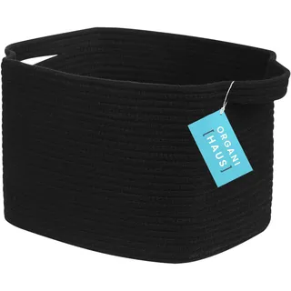 OrganiHaus Korb Aufbewahrung Schwarz, Toilettenpapier Aufbewahrung, Aufbewahrungskorb Kinder, Geflochtener Korb, Treppenkorb, Körbe Behälter, Kleiner Wäschekorb, Körbe Aufbewahrung Geflochten 35x23