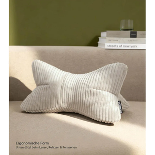 Mokebo Nackenkissen Der Leseknochen , Beige , Textil , 42x22 cm , Heimtextilien, Kopfpolster & Bettdecken, Kopfkissen, Nackenkissen