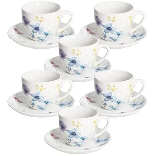 Tognana Florenne, Set mit 6 Teetassen mit Untertasse 200 cc, New Bone China, Mehrfarbig