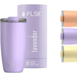 FLSK Kaffeebecher – Premium coffee to go-Becher aus Edelstahl – 100 % auslaufsicher, BPA-frei & doppelwandig – hält 3 h heiß (lavender, 500 ml)