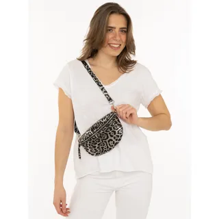 Tragetasche ZWILLINGSHERZ "Crossbody Bag "Leo", Damen, silber, Leder, gemustert, mehrfarbig, Taschen Tragetasche, mit Reißverschluss und Leomuster