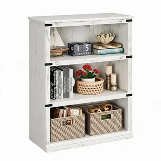 IDEALHOUSE Industrial Bücherregal, Bücherschrank, Standregal Offen | Aufbewahrungsregal mit Stauraum für Homeoffice, Wohnzimmer, Schlafzimmer–3 Ebenen–80 x 30,5 x 101,5 cm