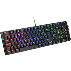 COVVY Mechanical Gaming Keyboard, 10-Modus-RGB-Hintergrundbeleuchtung, blauer Schalter, wasserdicht, USB-Plug-and-Play, deutsches Layout für PC-Laptop-Computer Gamer Windows XP/Vista / 7/8/10