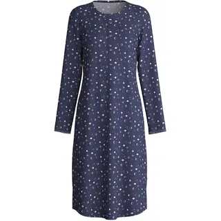 CALIDA Midnight Dreams Langarm-Nachthemd Damen, aus 100% Bio-Baumwolle, wärmende Qualität, Länge 110cm Peacoat Blue 36-38