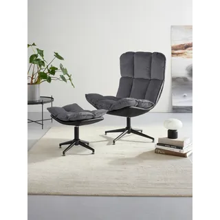 Home Affaire Drehsessel Seet Polyester 80 x 106 x 82 cm Grau mit Hocker