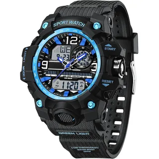 Armbanduhr Damen Digital Sportuhr für Teenager Mädchen, Weiß Digitaluhr Analog Display Militär Wasserdicht Uhren Wasserbeständig bis 5 ATM