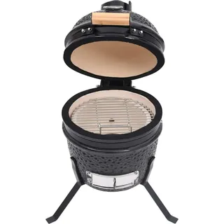 vidaXL 2-in-1 Kamado-Grill Smoker Keramik 56 cm Schwarz - Schwarz