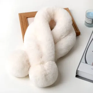 Duories Damen Winter Plüsch Schal - Weich Warm Flauschig Faux Kaninchenfell Winterschal, Herbstschal, Kunstpelz Fellkragen, Schlauchschal, Loop Halstücher für Frauen Mädchen, Creme