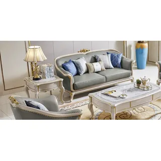 Ledersofa Sofagarnitur 3 2 Sitzer Set Garnitur Polstersofa Couch Designersofa - Grau