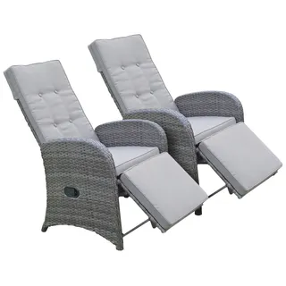 Garden Pleasure Salerno Relaxsessel 63 x 73 x 110 cm grau 2 St.