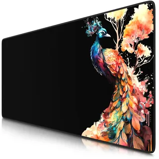 TITANWOLF - XXL Speed Gaming Mauspad 900 x 400mm - XXL Mousepad - Tischunterlage Large Size - verbessert Präzision und Geschwindigkeit - Black Peacock