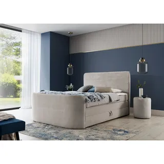 Boxspringbett Schlafzimmerbett BODY 200x200cm in Stoff Beige inkl. Bettkasten - Beige