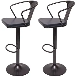 Mendler 2er-Set Barhocker HWC-H10b, höhenverstellbar, Armlehne, Tresenhocker Barstuhl Industrial drehbar ~ v