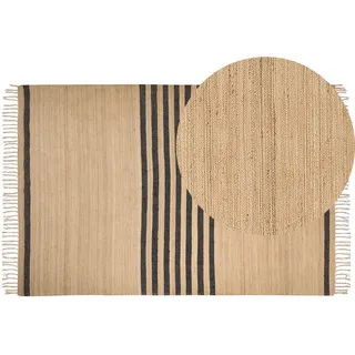 Beliani Teppich geflochten Beige 200/300 cm Ericek , Beige, Schwarz , Naturmaterialen , Rechteckig , 200x300 cm , Teppiche und Böden, Teppiche, Webteppiche