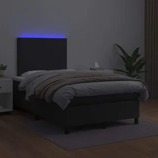 The Living Store Boxspringbett mit Matratze & LED Schwarz 120x200 cm Kunstleder - Schwarz