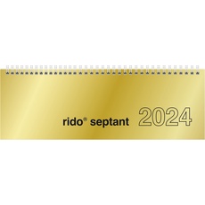Bild rido/idé Wochenkalender Tischkalender 2024 Modell septant 2 Seiten = 1 Woche Blattgröße 30,5 x 10,5 cm goldfarben
