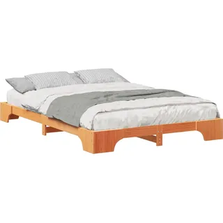 vidaXL Bettrahmen Braun 140 x 220 cm Massives Kiefernholz - Braun