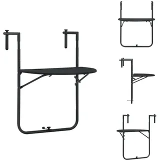 vidaXL Balkonhängetisch Schwarz 60x64x83,5 cm Kunststoff Rattanoptik - Gartentische - Schwarz