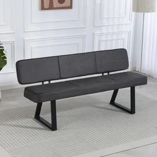 Sitzbank DUO COLLECTION "Tara Bank mit Rückenlehne", grau (anthrazit, schwarz), B:180cm H:83cm T:59cm, Stoff, Sitzbänke, Sitzbank, Hochwertiger Mikrofaserbezug, mit Federkern, bis 260 kg belastbar