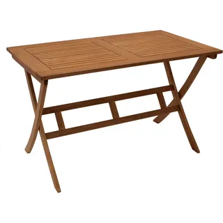 DEGAMO Gartentisch Klapptisch Esstisch Holztisch BONITA 120x70cm rechteckig, Eukalyptus Holz geölt - Braun