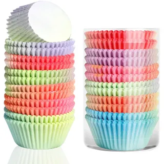 AiQInu Mini- Muffin Papierförmchen - 300 Stück Papier-Cupcake-Förmchen, Gradientenfarben, Hitzebeständig, Ideal für Cupcakes und Muffins, für Deko Cupcake Hochzeit, Party, Geburtstag, Feier