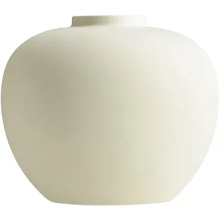 Vollmond-Vase, formt Blumenkunst und zeigt Hydrokulturpflanzen, 16,5 x 18,3 cm, Matte Creme