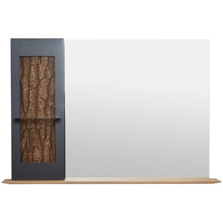 Valnatura Wandspiegel , Anthrazit, Eichefarben , Holz, Metall, Glas , Kerneiche , vollmassiv , rechteckig , 117.5x79x22 cm , Goldenes M , waagrecht montierbar, Ablage , Spiegel, Wandspiegel