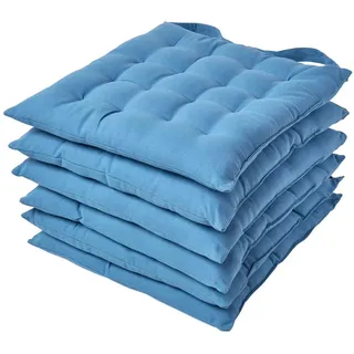 Homescapes Stuhlkissen 6er-Set 40 x 40 cm Blau