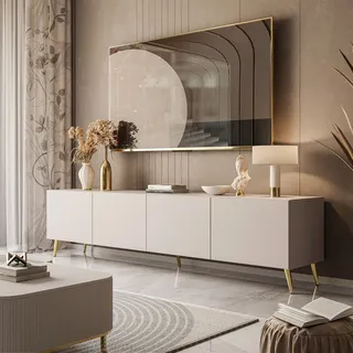 RTV-Schrank COLGANTE KASCHMIR 200 cm auf goldenen Beinen - Gold