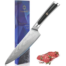 Sunnecko 16,5cm Kochmesser Damastmesser, Küchenmesser scharf Messer VG-10 Cored & 73-Schichten Damaststahl G10 Griff -Elite Series