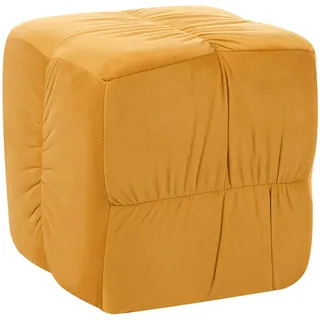 Beliani Pouf Samtstoff Senfgelb Turley , Gelb , Textil , Quadratisch , 57x38x57 cm , Wohnzimmer, Sessel, Hocker & Hockerbänke, Poufs