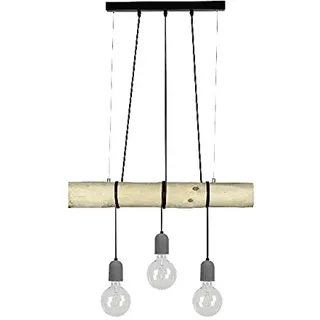 Homemania HOMBR_0283 Hängelampe, Deckenleuchte, Holz, Metall, Zement, Schwarz, 70 x 8-12 x 140 cm