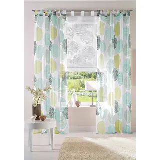 my home Gardine »Belem« Schlaufen 1 Stk. tlg. 1 oder 2 Schals, Vorhang, Fertiggardine, Kreise, grün