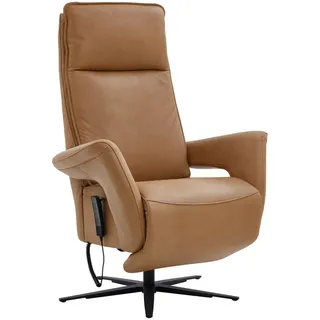Valdera Relaxsessel , Braun, Gelb , Metall , Echtleder , Semi-Anilinleder , 83x123x87 cm , Goldenes M , Fußauswahl, Lederauswahl, Stoffauswahl , Wohnzimmer, Sessel, Ledersessel