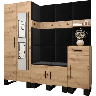 Garderobe ARTIN Set 13 mit gepolsterten Paneelen Industrial Design - Schwarz