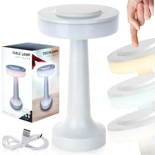 Vilde LED-Tischlampe Tischleuchte Nachttischleuchte Bürolampe LED weiß kabellos mit 3 Dimmfunktion 21 cm - Weiß