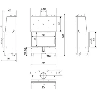 Wasserführender Kamineinsatz KRATKI LUCY 16 kW Ø 200 mit Türfeder