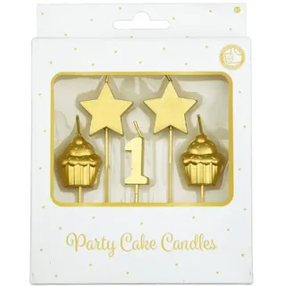 PD-Party - Geburtstagskerzen für Kuchen & Torten - Geburtstagsdeko - Goldene Kuchenkerzen für Geburtstagsfeiern von Kindern & Erwachsenen - Zahlenkerzen - Nummer Kerze - Größe 3 x 9 x 1 cm - 1 Jahr