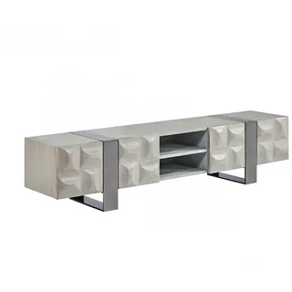KAWOLA Margo Lowboard 180x42 cm Grau Holz/Edelstahl gebürstet