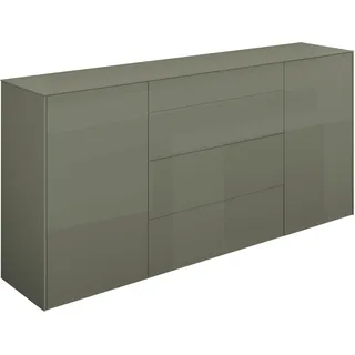 Mäusbacher Kommode 179 x 89 x 42 cm Olivgrün matt lack / Glas olivegrün glanz