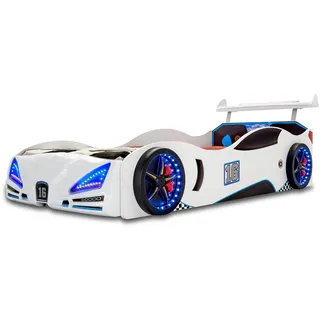 Autobett BIG STAR mit LED und Sound --> Fabrikpreis - weiß - 90x190 cm