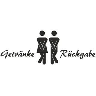 younikat WC Aufkleber Getränke-Rückgabe in schwarz I Frau und Mann Symbol mit Text I 19,5 x 7 cm I Unisex Tür-Aufkleber Wand-Sticker für Toilette und Gäste-WC I dv622