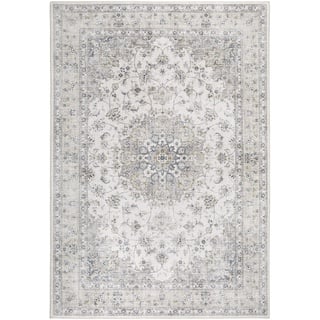 -LUXOR- living Teppich Wohnzimmer Prima im Vintage Design - Wohnzimmerteppich Teppich Kurzflor Digitaldruck in zeitlosem Design Creme 80 x 150 cm